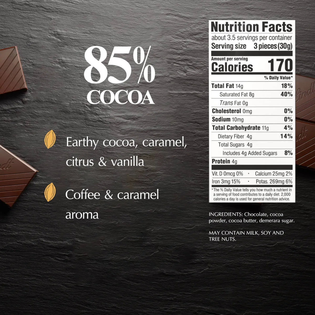 85% Cocoa Dark Chocolate EXCELLENCE Bar (3.5 oz)