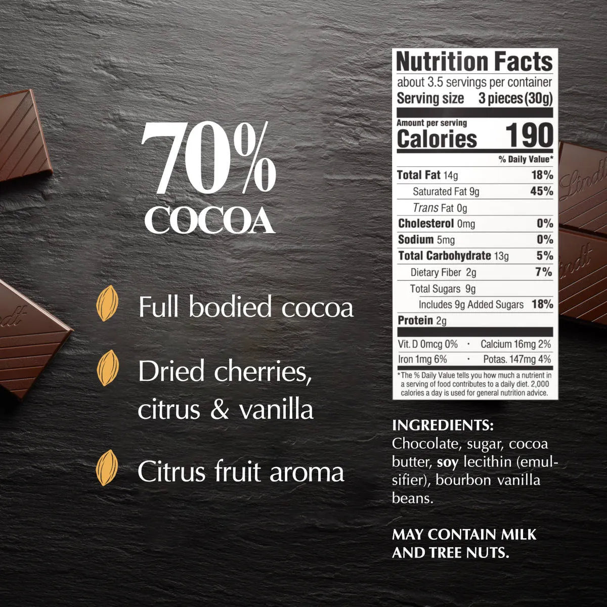 70% Cocoa Dark Chocolate EXCELLENCE Bar (3.5 oz)